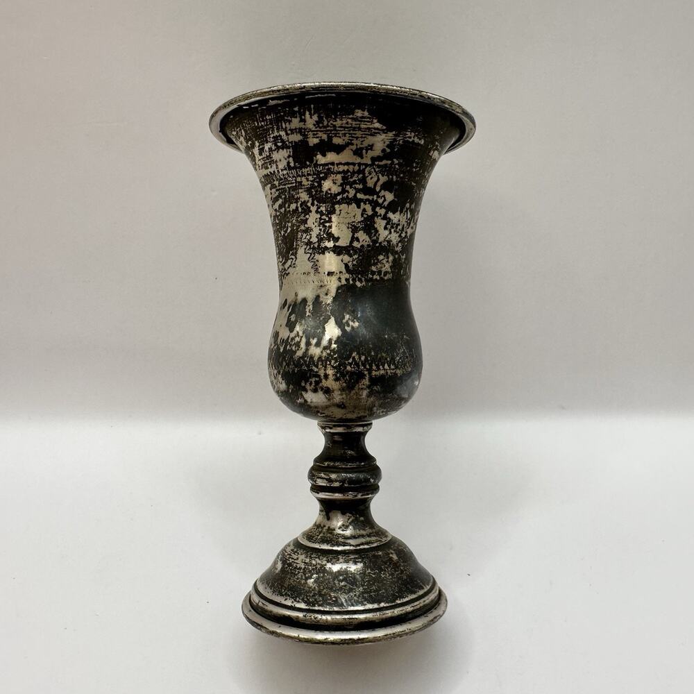 Vtg Sterling Silver Kiddush Cup Goblet Judaica Engraved Tarnished 1.9oz 54g